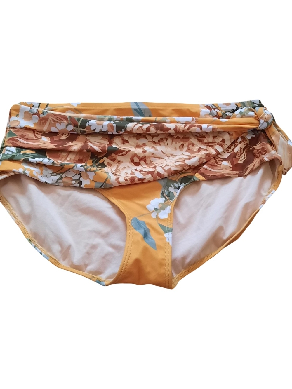 Albion Mustard Yellow Floral Swim Sarong Bikini Bottom